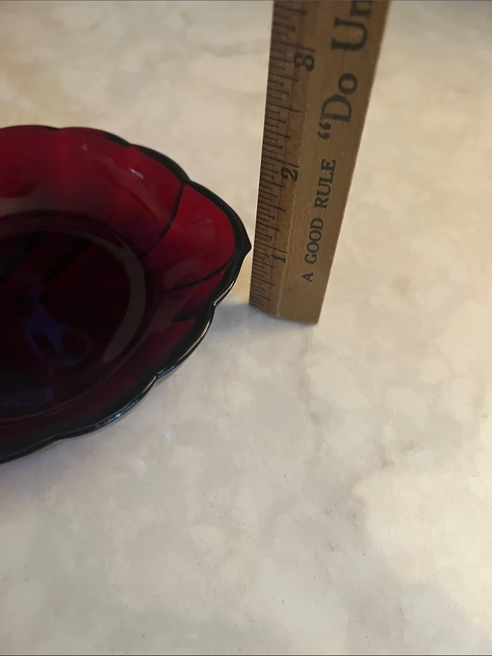 Vintage Ruby Red CHIP & DIP 2-- BOWLS . Shallow leaf shaped dip bowls
